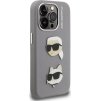 Karl Lagerfeld Grained PU K&CH Heads Zadní Kryt pro iPhone 15 Pro Max Grey