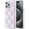 DKNY Liquid Glitter Checkered Pattern Zadní Kryt pro iPhone 15 Pro Max Pink