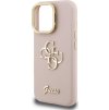 Guess PU Grained 4G Logo Stand Camera Frame Zadní Kryt pro iPhone 15 Pro Max Pink
