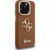 Guess PU Grained 4G Logo Stand Camera Frame Zadní Kryt pro iPhone 15 Pro Max Brown