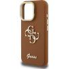 Guess PU Grained 4G Logo Stand Camera Frame Zadní Kryt pro iPhone 15 Pro Max Brown