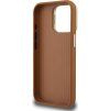 Guess PU Grained 4G Logo Stand Camera Frame Zadní Kryt pro iPhone 15 Pro Max Brown