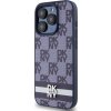 DKNY PU Leather Checkered Pattern and Stripe Zadní Kryt pro iPhone 15 Pro Max Blue