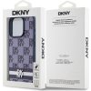 DKNY PU Leather Checkered Pattern and Stripe Zadní Kryt pro iPhone 15 Pro Max Blue