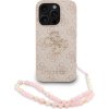 Guess PU 4G Metal Logo Strap Zadní Kryt pro iPhone 15 Pro Max Pink