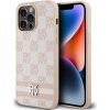 DKNY PU Leather Checkered Pattern and Stripe Zadný Kryt pre iPhone 15 Pro Max Pink