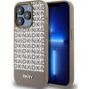 DKNY PU Leather Repeat Pattern Bottom Stripe MagSafe Zadní Kryt pro iPhone 15 Pro Max Brown