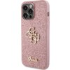 Guess PU Fixed Glitter 4G Metal Logo Zadný Kryt pre iPhone 15 Pro Max Pink