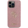 Guess PU Fixed Glitter 4G Metal Logo Zadní Kryt pro iPhone 15 Pro Max Pink
