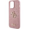 Guess PU Fixed Glitter 4G Metal Logo Zadní Kryt pro iPhone 15 Pro Max Pink