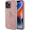 Guess PU Fixed Glitter 4G Metal Logo Zadní Kryt pro iPhone 15 Pro Max Pink