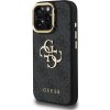 Guess PU 4G Metal Logo Stand Camera Frame Zadní Kryt pro iPhone 15 Pro Max Black