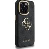 Guess PU 4G Metal Logo Stand Camera Frame Zadní Kryt pro iPhone 15 Pro Max Black