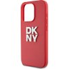 DKNY PU Leather Stack Logo Wrist Strap Zadní Kryt pro iPhone 15 Pro Max Red