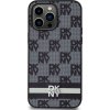 DKNY PU Leather Checkered Pattern and Stripe Zadný Kryt pre iPhone 15 Pro Max Black