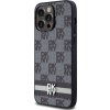 DKNY PU Leather Checkered Pattern and Stripe Zadný Kryt pre iPhone 15 Pro Max Black