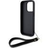 DKNY PU Leather Stack Logo Wrist Strap Zadní Kryt pro iPhone 15 Pro Max Black