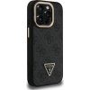Guess PU 4G Strass Triangle Logo Stand Camera Frame MagSafe Zadný Kryt pre iPhone 15 Pro Max Black