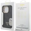 Guess PU 4G Strass Triangle Logo Stand Camera Frame MagSafe Zadní Kryt pro iPhone 15 Pro Max Black