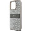 DKNY PU Leather Repeat Pattern Tonal Stripe Zadní Kryt pro iPhone 15 Pro Max Beige