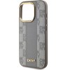 DKNY PU Leather Checkered Pattern Magsafe Zadní Kryt pro iPhone 15 Pro Beige