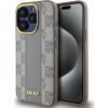 DKNY PU Leather Checkered Pattern Magsafe Zadní Kryt pro iPhone 15 Pro Beige
