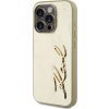 Karl Lagerfeld Wrinkled PU Signature Logo Zadní Kryt pro iPhone 15 Pro Gold