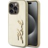 Karl Lagerfeld Wrinkled PU Signature Logo Zadní Kryt pro iPhone 15 Pro Gold
