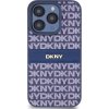 DKNY PU Leather Repeat Pattern Tonal Stripe Zadný Kryt pre iPhone 15 Pro Blue