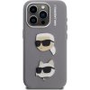 Karl Lagerfeld Grained PU K&CH Heads Zadní Kryt pro iPhone 15 Pro Grey