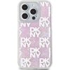 DKNY Liquid Glitter Checkered Pattern Zadní Kryt pro iPhone 15 Pro Pink