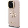 Guess PU Grained 4G Logo Stand Camera Frame Zadní Kryt pro iPhone 15 Pro Pink