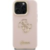 Guess PU Grained 4G Logo Stand Camera Frame Zadní Kryt pro iPhone 15 Pro Pink