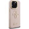 Guess PU Grained 4G Logo Stand Camera Frame Zadní Kryt pro iPhone 15 Pro Pink
