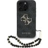Guess PU 4G Metal Logo Strap Zadní Kryt pro iPhone 15 Pro Black