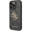 Guess PU 4G Metal Logo Zadní Kryt pro iPhone 15 Pro Grey