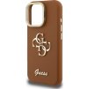 Guess PU Grained 4G Logo Stand Camera Frame Zadní Kryt pro iPhone 15 Pro Brown