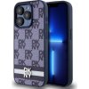 DKNY PU Leather Checkered Pattern and Stripe Zadný Kryt pre iPhone 15 Pro Blue