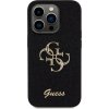 Guess PU Fixed Glitter 4G Metal Logo Zadní Kryt pro iPhone 15 Pro Black