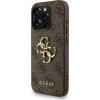Guess PU 4G Metal Logo Strap Zadní Kryt pro iPhone 15 Pro Brown