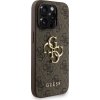 Guess PU 4G Metal Logo Strap Zadní Kryt pro iPhone 15 Pro Brown