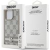 DKNY PU Leather Checkered Pattern and Stripe Zadní Kryt pro iPhone 15 Pro Beige