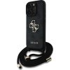 Guess PU 4G Metal Logo Crossbody Popruh Zadný Kryt pre iPhone 15 Pro Black