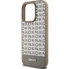 DKNY PU Leather Repeat Pattern Bottom Stripe MagSafe Zadný Kryt pre iPhone 15 Pro Brown
