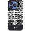 DKNY PU Leather Repeat Pattern Bottom Stripe MagSafe Zadný Kryt pre iPhone 15 Pro Black