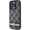 DKNY PU Leather Checkered Pattern and Stripe Zadní Kryt pro iPhone 15 Pro Black