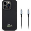 Lacoste Iconic Petit Pique Woven Logo MagSafe Zadný Kryt pre iPhone 15 Pro Black + USB-C/USB-C Dátový Kábel