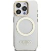 Guess IML Gold Outline Stand Camera Frame MagSafe Zadný Kryt pre iPhone 15 Pro Transparent