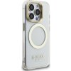 Guess IML Gold Outline Stand Camera Frame MagSafe Zadný Kryt pre iPhone 15 Pro Transparent