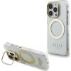 Guess IML Gold Outline Stand Camera Frame MagSafe Zadný Kryt pre iPhone 15 Pro Transparent